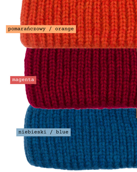 PUCHACZ - szalik wełna merino, bawełna czesana niebieski