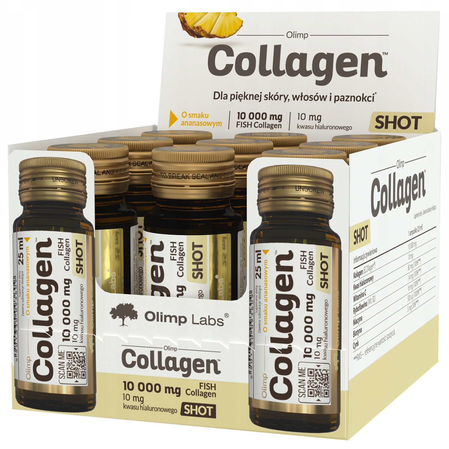 Olimp Collagen Shot, smak ananasowy, 9 x 25 ml
