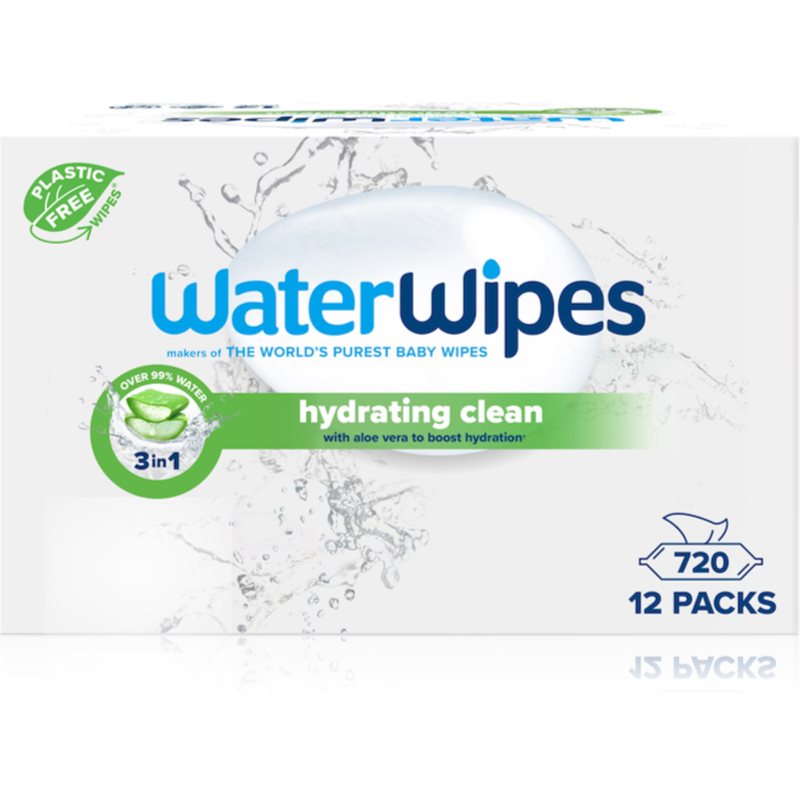 WaterWipes Hydrating Clean odświeżające chusteczki nawilżane 12x60 szt.