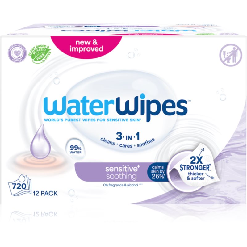 WaterWipes Soothing Clean delikatne nawilżane chusteczki dla dzieci 12x60 szt.