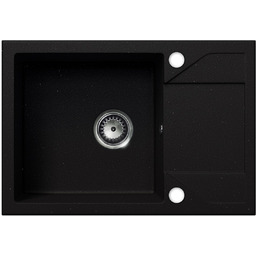 EOS Zlewozmywak granitowy ADRIA czarny brokat srebrny (z ociekaczem)