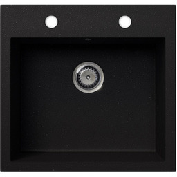 EOS Zlewozmywak granitowy COMO czarny brokat srebrny