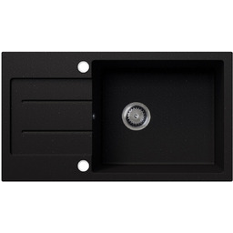 EOS Zlewozmywak granitowy z ociekaczem RAFAEL czarny brokat srebrny