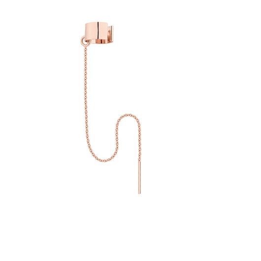 Nausznica z różowego złota z przewlekanym łańcuszkiem