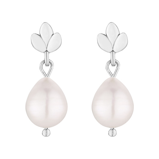 Srebrne kolczyki listki z perłami