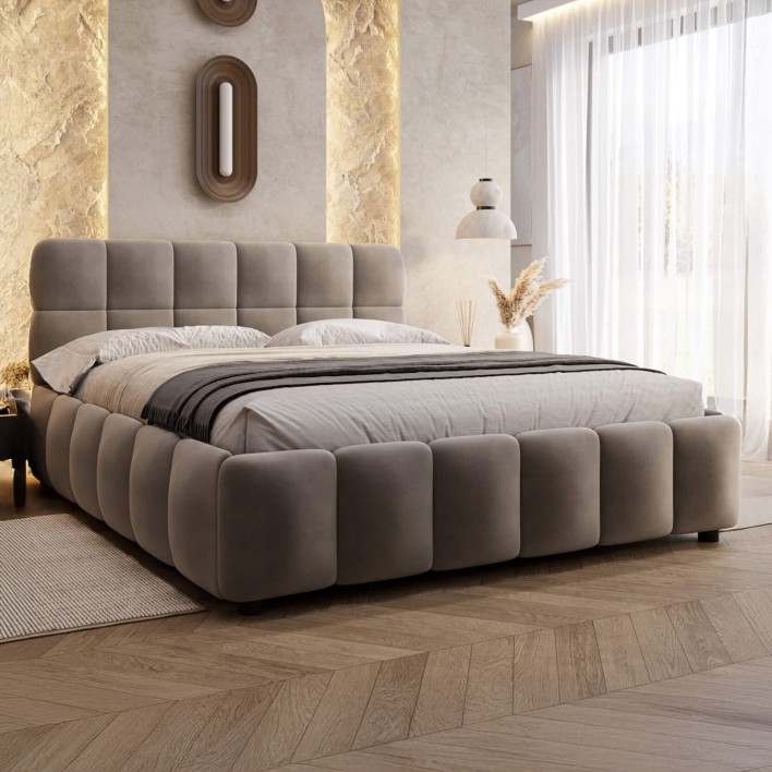 Łóżko tapicerowane 4794 140x200 Welur Szary #15