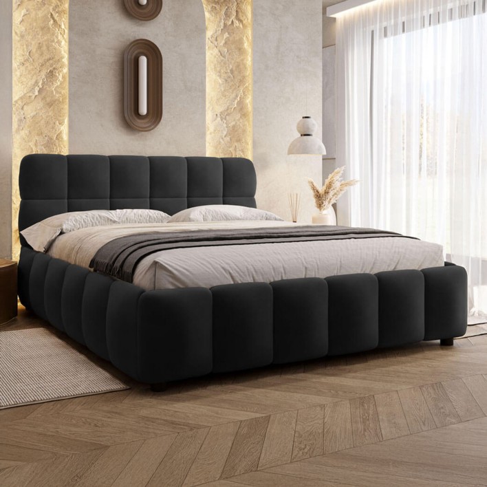 Łóżko tapicerowane 4794 140x200 Welur Czarny