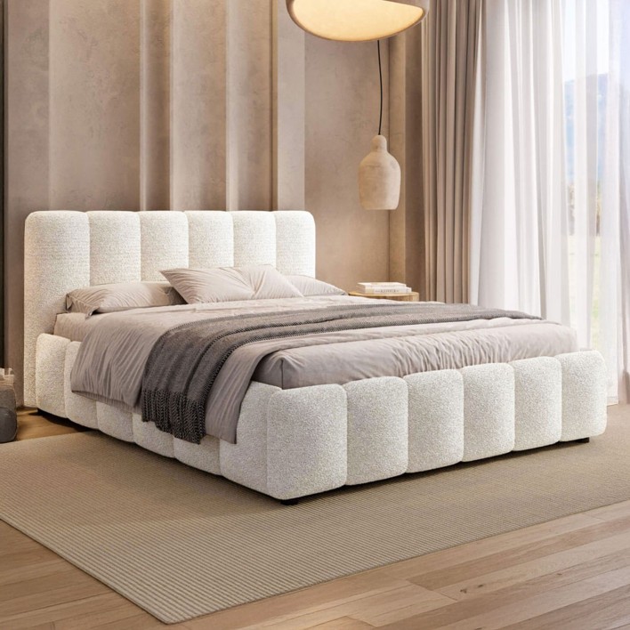 Łóżko tapicerowane 4792 180x200 Boucle Biały #6