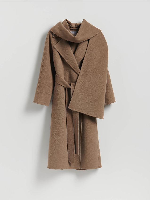 Reserved - Płaszcz z odpinanym szalem - beżowy