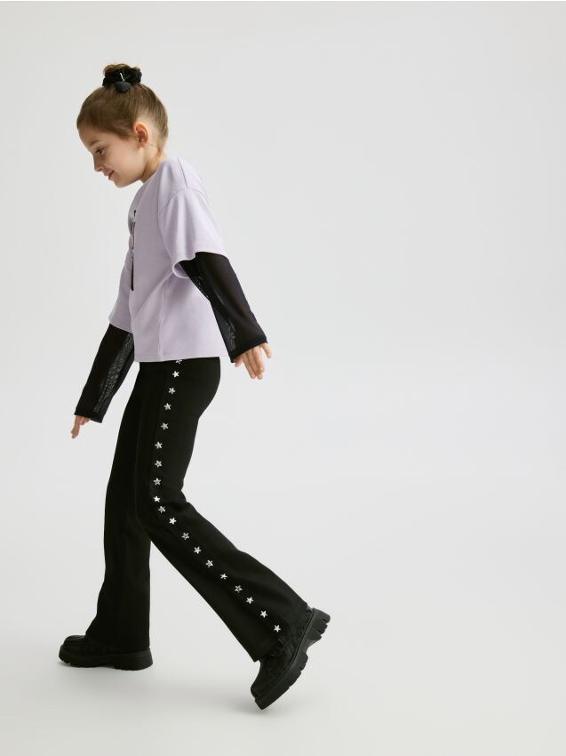 Reserved - Spodnie z aplikacją - czarny