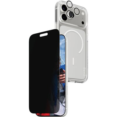 Etui PANZERGLASS Care Flagship Privacy MagSafe 3w1 do Apple iPhone 17 Pro Max Przezroczysty + szkło prywatyzujące + osłona obiektywu