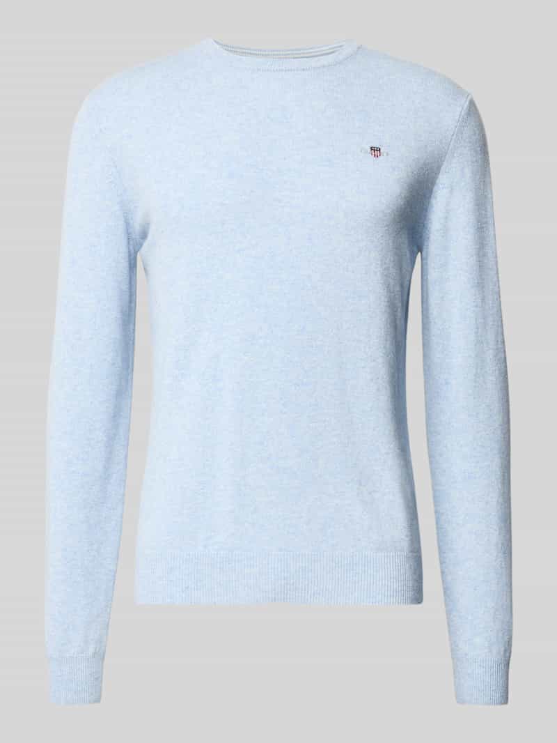 Sweter z dzianiny z czystej wełny jagnięcej z prążkowanymi wykończeniami