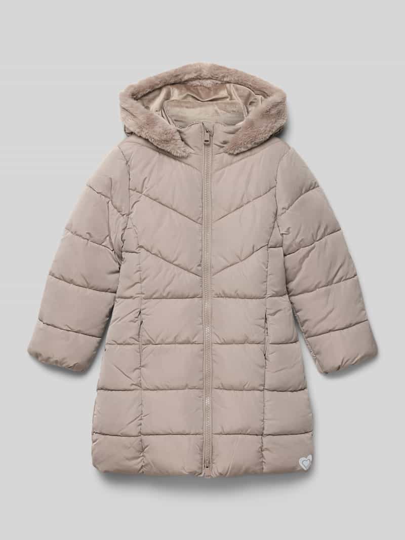 Płaszcz pikowany o kroju regular fit z podszewką z pluszu