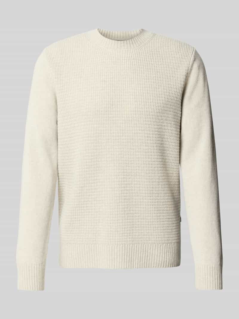 Sweter z dzianiny z żywej wełny z fakturowanym wzorem