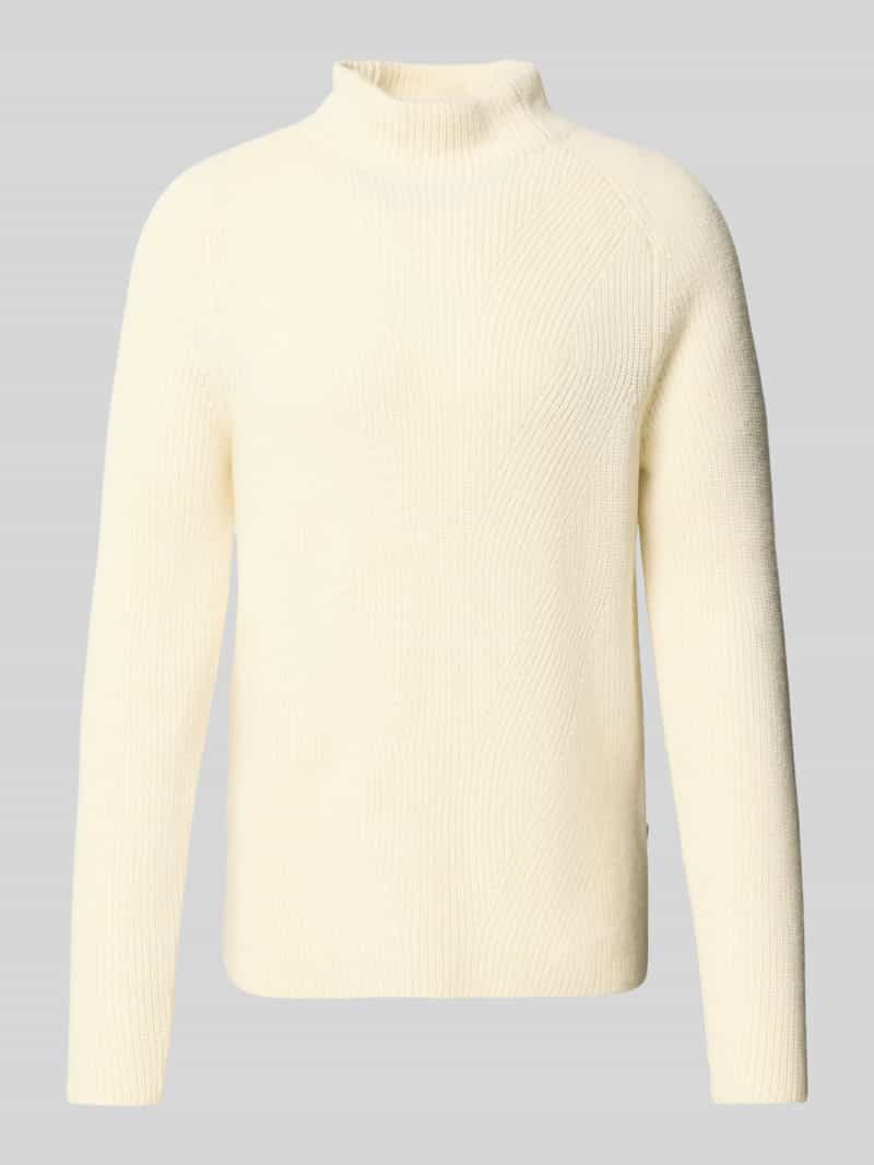 Sweter z dzianiny z mieszanki żywej wełny i wełny z alpaki ze stójką
