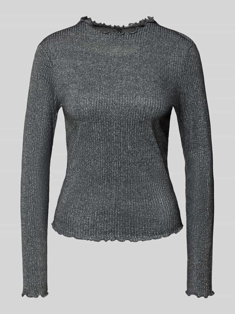 Bluzka z długim rękawem o kroju slim fit z mieszanki bawełny model ‘EMMA’
