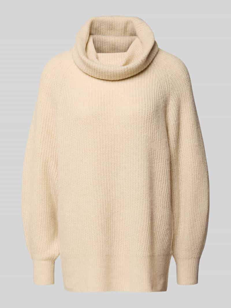 Sweter z wywijanym kołnierzem o luźnym kroju z raglanowymi rękawami model ‘WHITNEY’