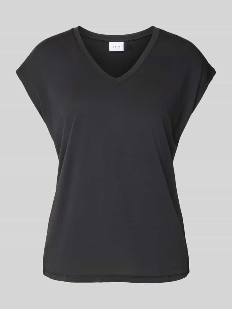 T-shirt z dekoltem w serek model ‘modala’