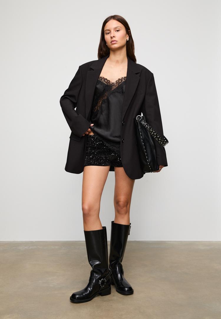 Stradivarius Mini spodenki z cekinami Czarny S