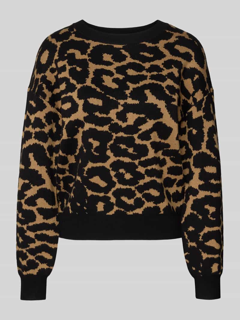 Sweter z dzianiny o kroju regular fit z mieszanki wiskozy model ‘SILJEANIMAL’