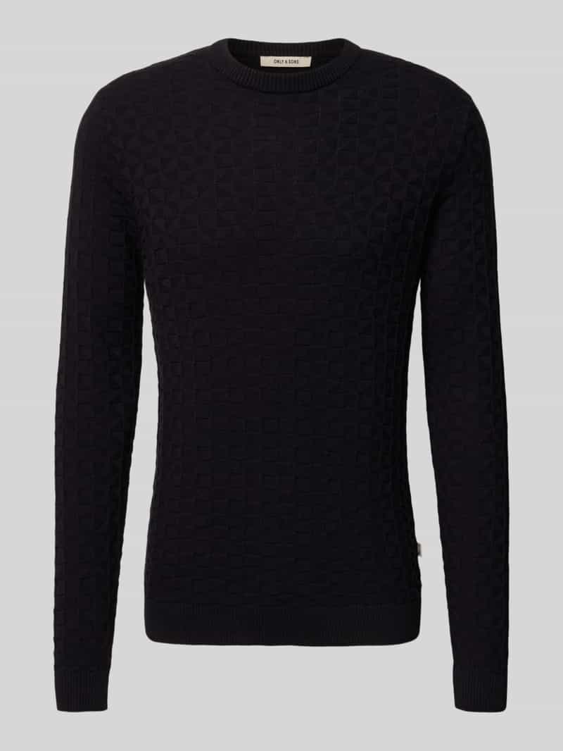 Sweter z dzianiny o kroju regular fit z fakturowanym wzorem model ‘KALLE’