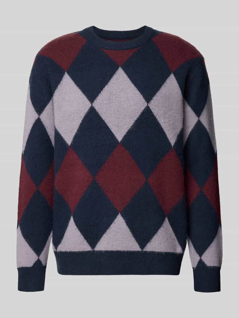 Sweter z dzianiny z prążkowanymi wykończeniami model ‘Jan’