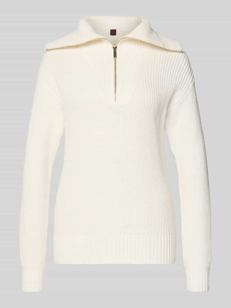 Sweter z dzianiny z golfem i zamkiem błyskawicznym