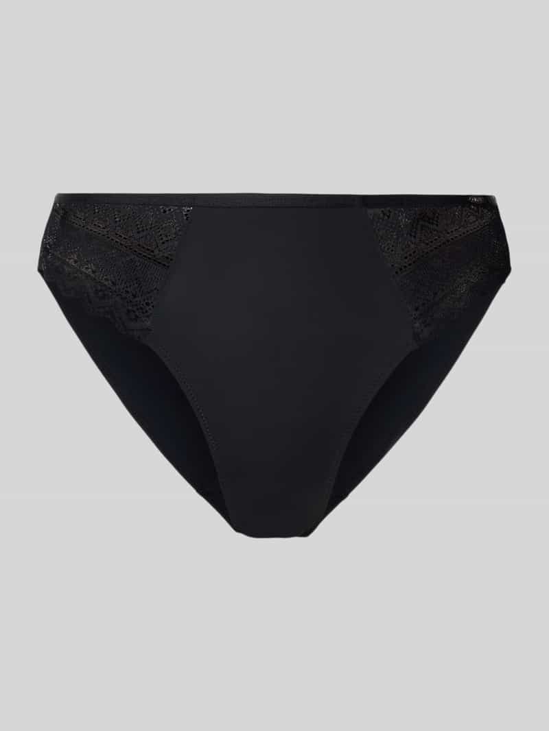 Majtki bikini o kroju slim fit z obszyciem koronką model ‘Initial’