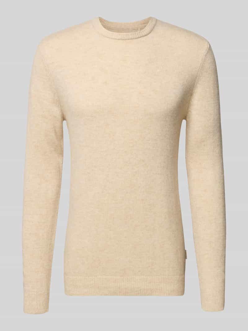 Sweter z dzianiny z prążkowanymi wykończeniami model ‘BRANKO’