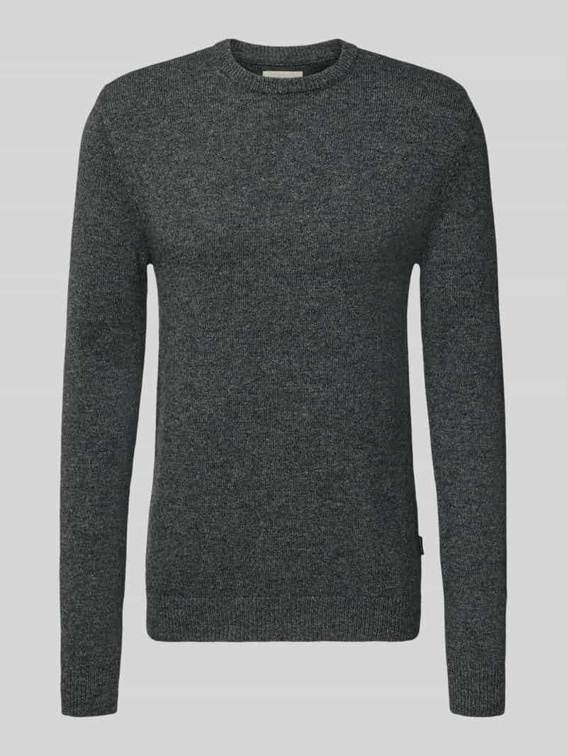 Sweter z dzianiny z prążkowanymi wykończeniami model ‘BRANKO’