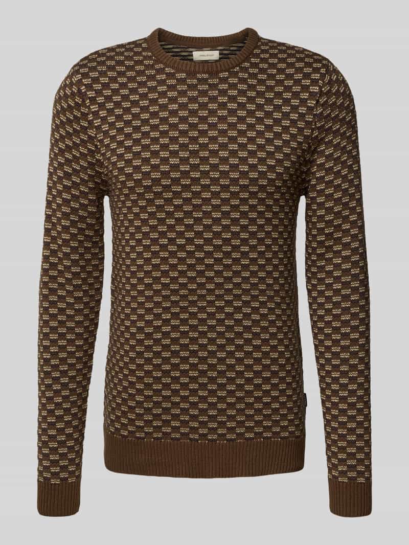 Sweter z dzianiny z prążkowanymi wykończeniami model ‘BALEN’