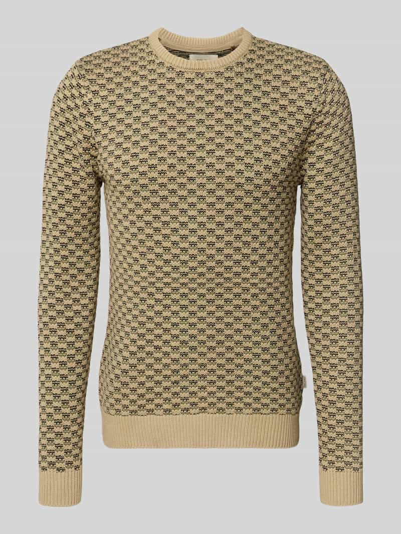 Sweter z dzianiny z prążkowanymi wykończeniami model ‘BALEN’