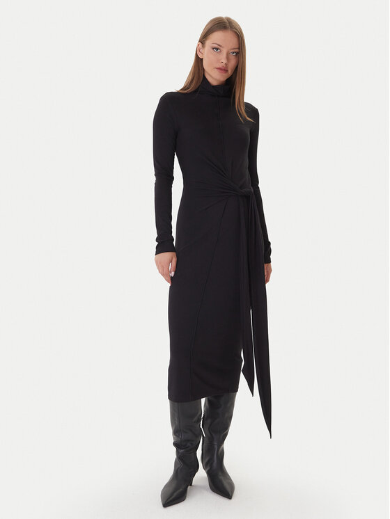 Patrizia Pepe Sukienka dzianinowa 2A2958 J337 Czarny Regular Fit