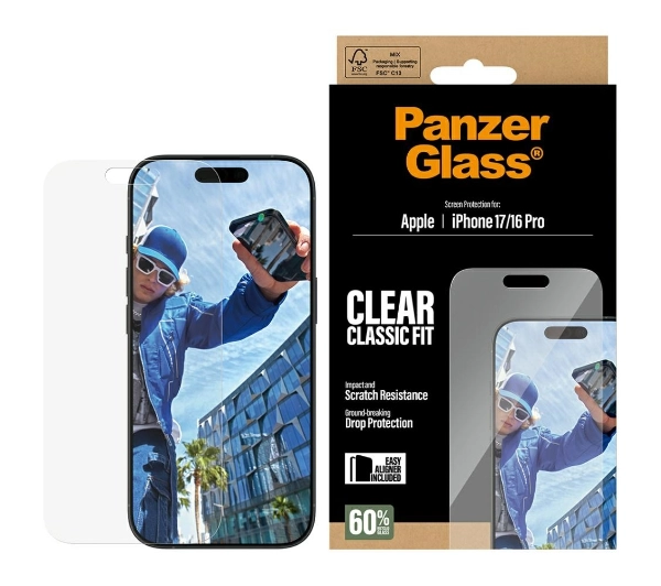 PanzerGlass Classic Fit EasyAligner do iPhone 17 / 16 Pro