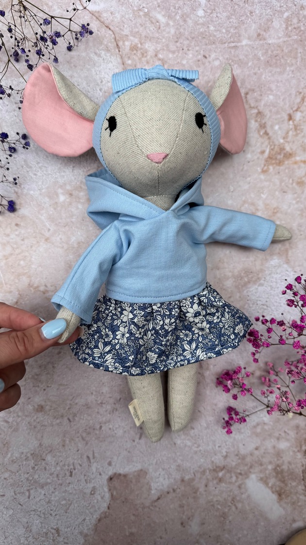 Myszka maskotka lniana przytulanka