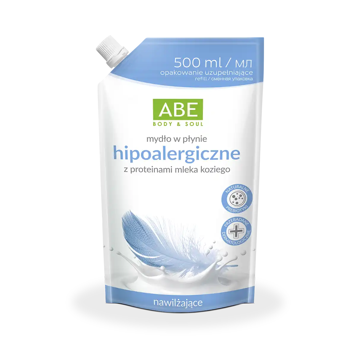 ABE mydło hipoalergiczne z proteinami mleka koziego i prebiotykami 500 ml Saszetka
