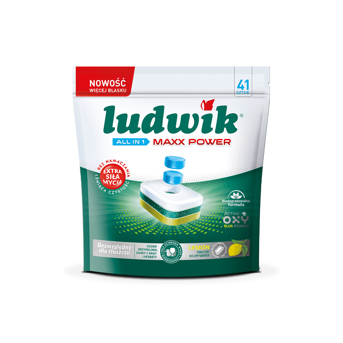 Ludwik tabletki do zmywarki LEMON MAXX POWER ALL IN 1 Doypack 41 szt.