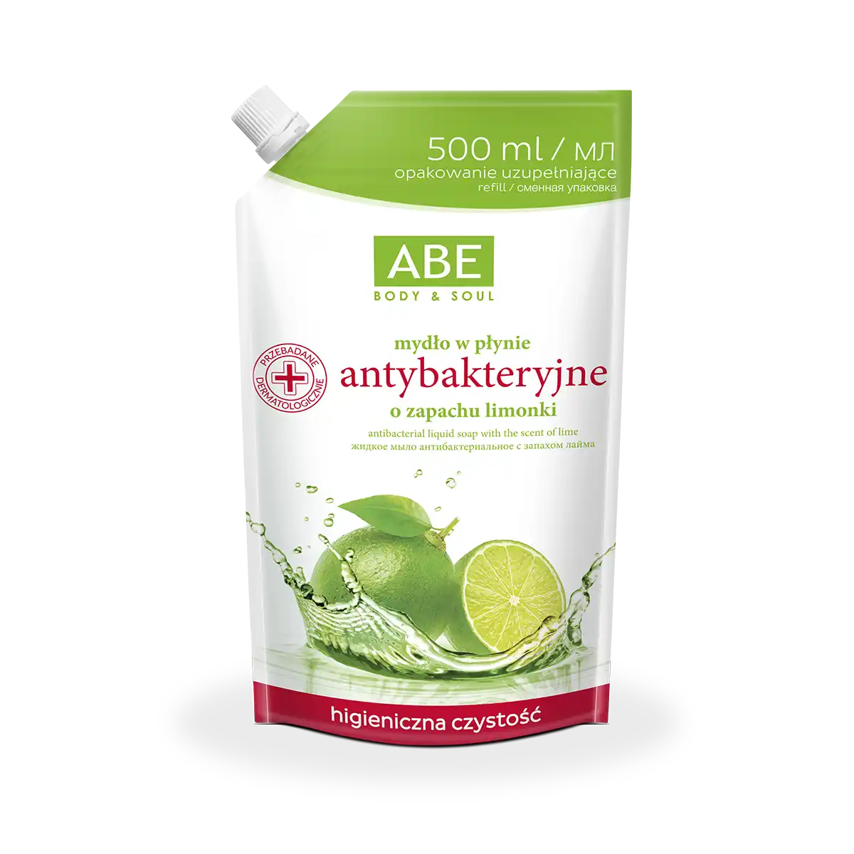 ABE antybakteryjne mydło w płynie o zapachu limonki 500 ml saszetka