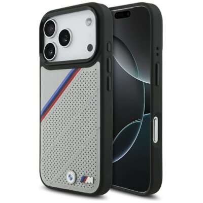 Etui BMW M Tricolor Metal Logo MagSafe do Apple iPhone 17 Pro Szary