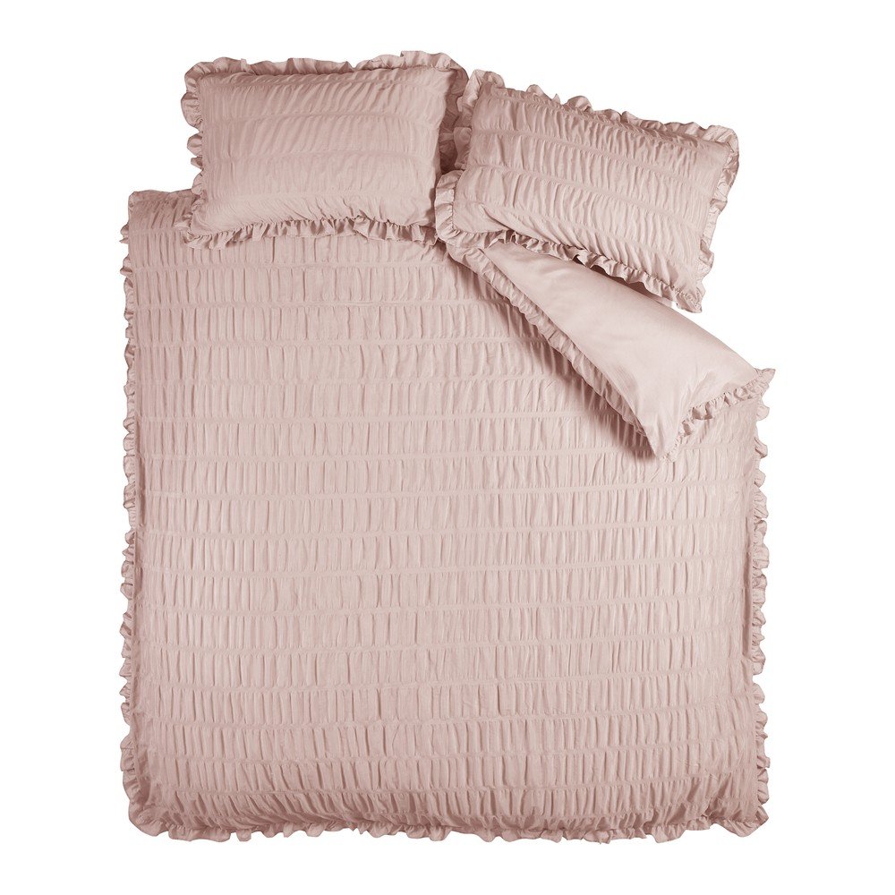 Różowa pościel dwuosobowa z kory 200x200 cm Seersucker Frill – Catherine Lansfield