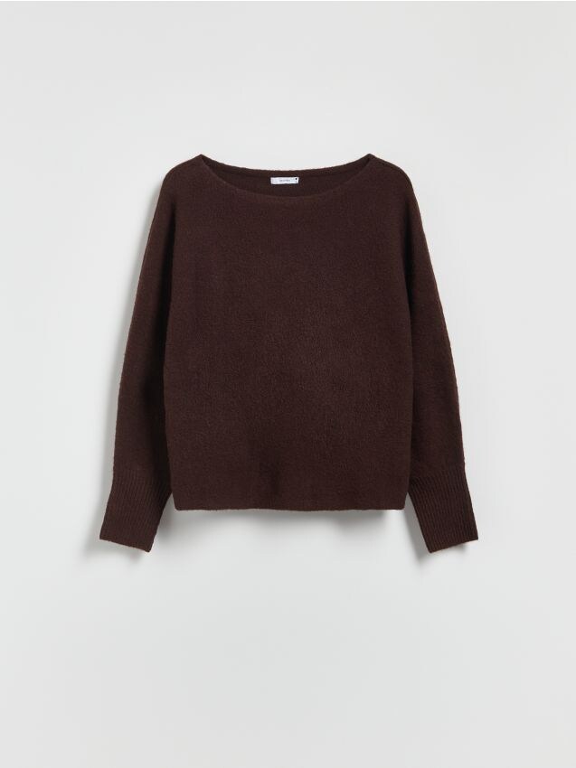 Reserved - Sweter z domieszką wełny - ciemnobrązowy