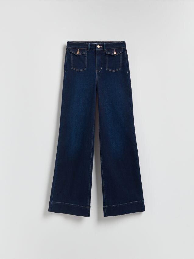 Reserved - Jeansy flare - granatowy