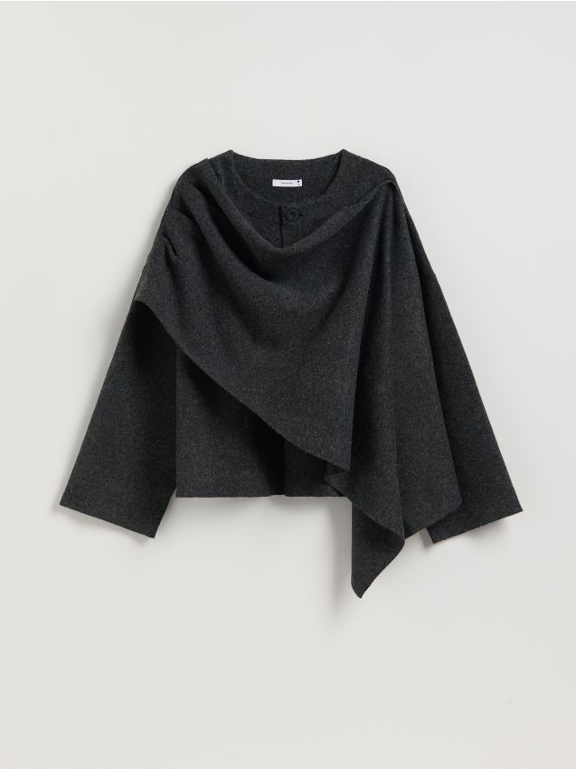 Reserved - Sweter z peleryną - ciemnoszary