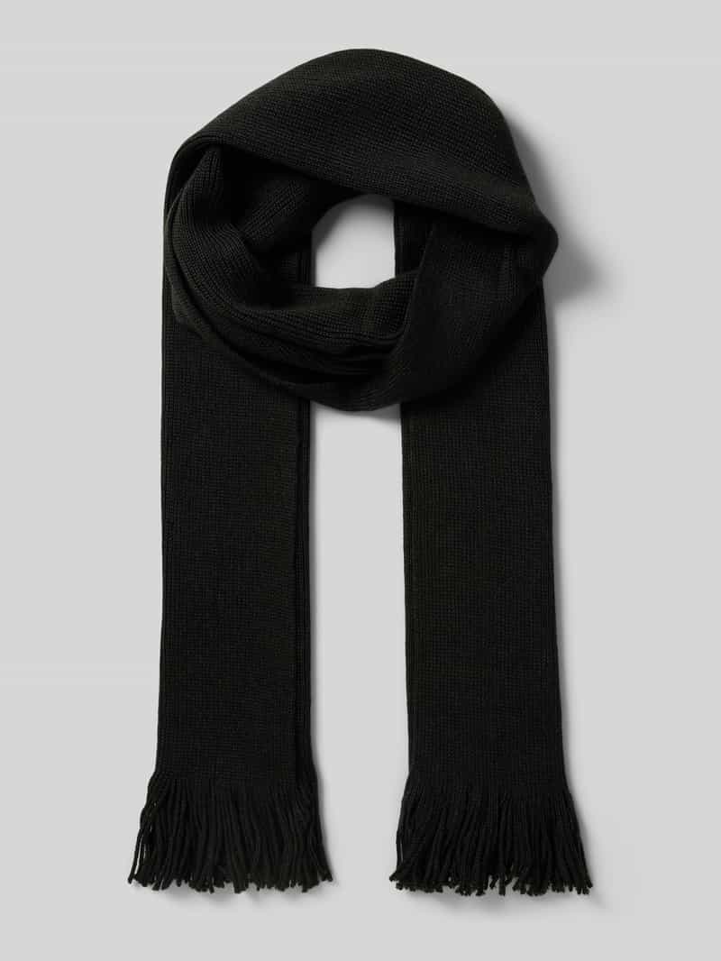 Szal z mieszanki wełny z frędzlami