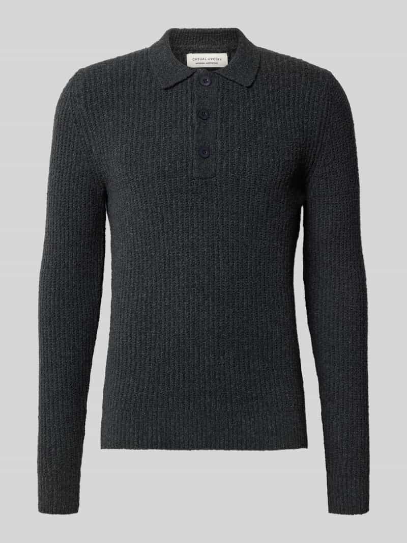 Sweter z dzianiny z kołnierzykiem polo model ‘GAHN’