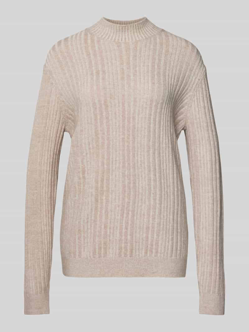 Sweter z dzianiny z prążkowanymi wykończeniami model ‘MENSO’