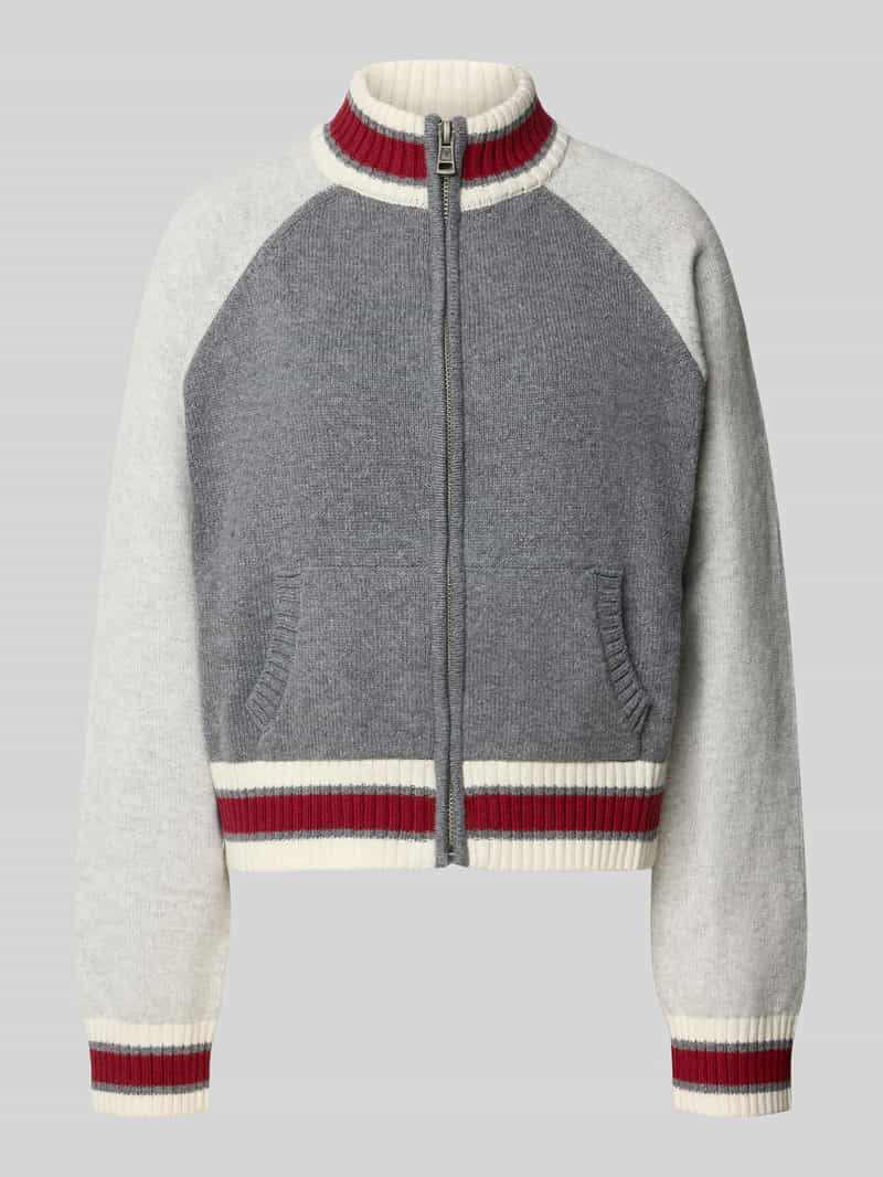 Kurtka z dzianiny ze stójką model ‘ZIPPED BACK INTARSI’