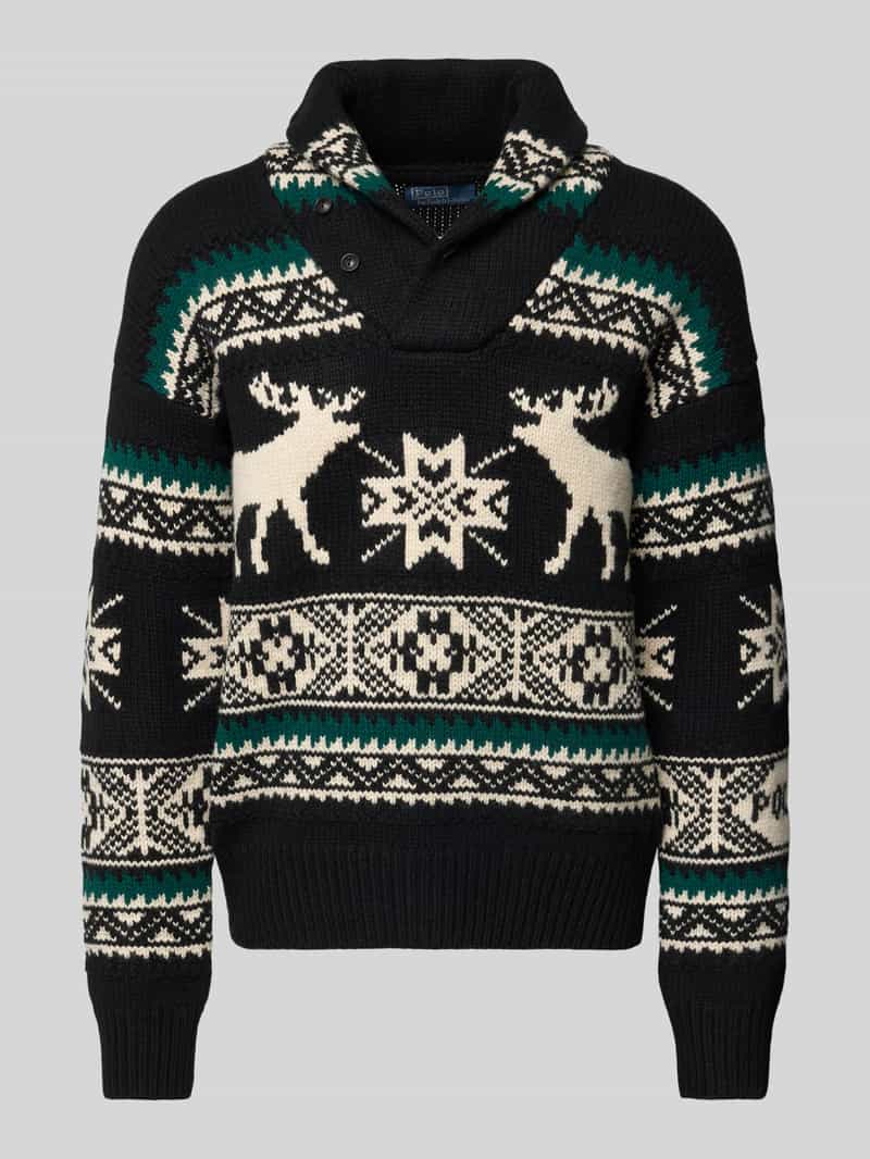 Sweter z dzianiny ze stójką