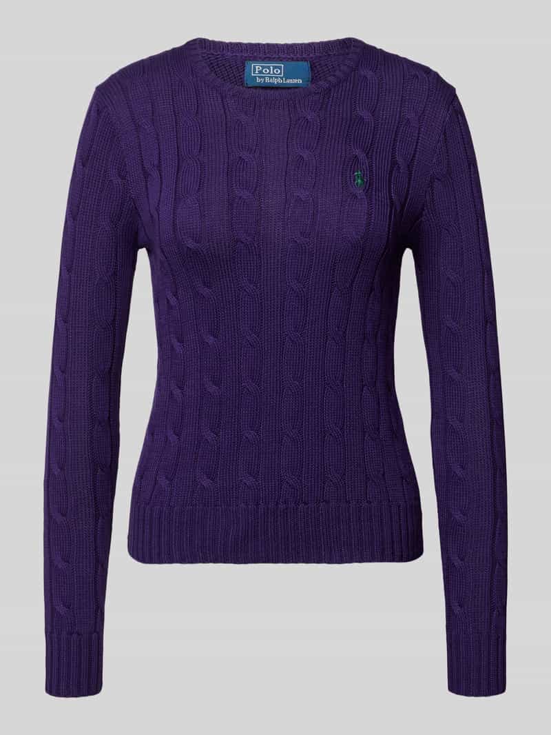 Sweter z dzianiny z wyhaftowanym logo model ‘JULIANNA’