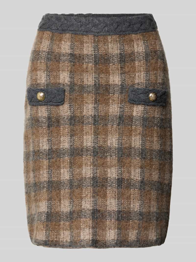 Spódnica o długości do kolan z dzianiny z mieszanki wełny model ‘Kanda’